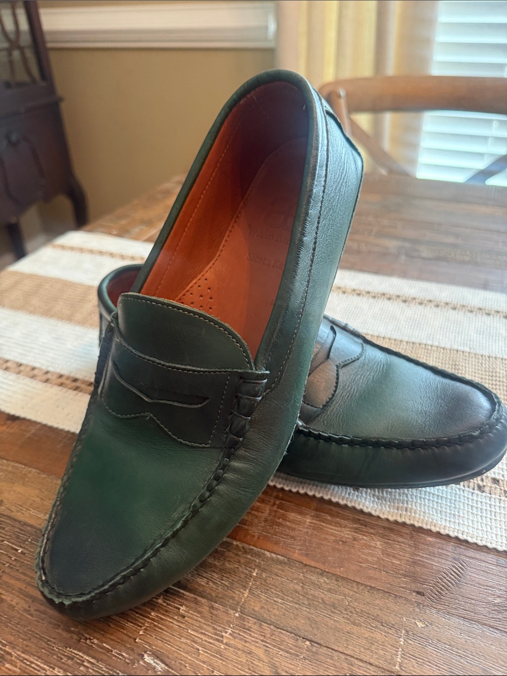Allen Edmonds Siesta Keys Green Leather Penny Loafers